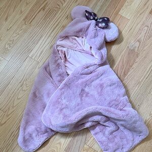 Pink Hooded Baby Blanket with Bow